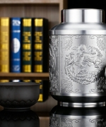 麒麟純錫密封茶罐 高14cm 直徑9cm
